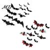 Three-dimensional Halloween Decor 12Pcs Bats Wall Decals, 3D Bat Stickers for Home Decor, Folded Paper Decoration 4 Size Waterproof Black Spooky