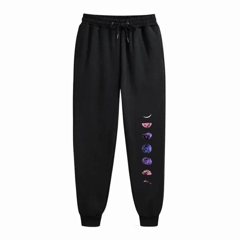 

Planet Printed Slant Pocket Elastic Waist Women s Pants Drawstring Loose Long Pant Fashion Casual Outdoor Sports Sweatpants S чёрный