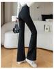Plus Size Velvet Bell-Bottom Pants for Women - Slimming Extra Long Shark Style for Autumn/Winter