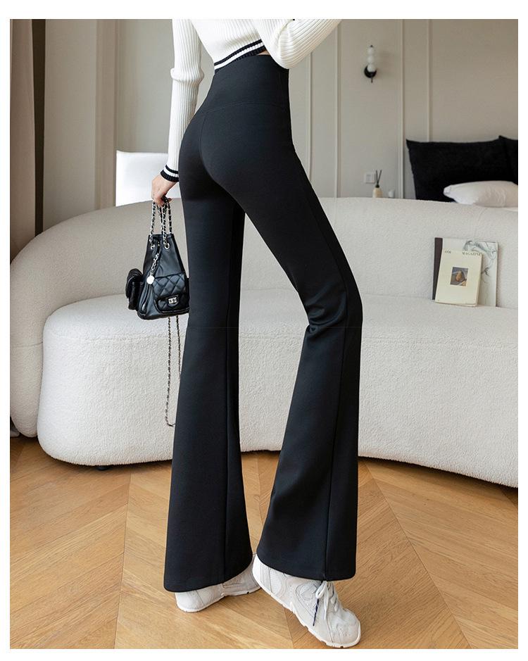 Plus Size Velvet Bell-Bottom Pants for Women - Slimming Extra Long Shark Style for Autumn/Winter