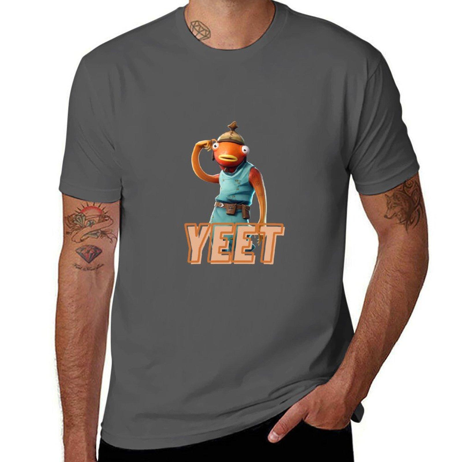 

fishstick yeet T-Shirt cotton t shirt pack t shirts for man pack white T-Shirt 4XL