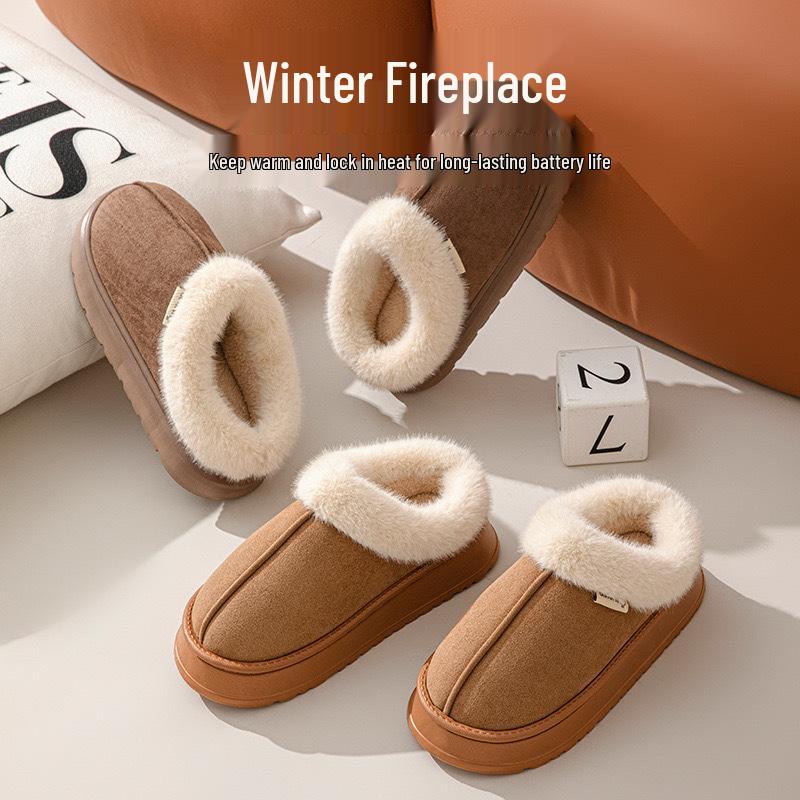 2024 Women's Suede Cotton Slippers: Non-Slip, Indoor/Outdoor Use, Fashionable for Autumn/Winter.