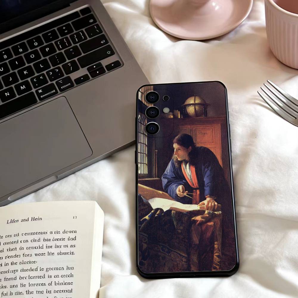 Johannes Vermeer Art  Phone Case For Samsung S25,24,23,22,30,21,10,9,Ultra,Plus,Lite,FE,4,5 G Soft Black Case