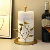 Iron Vertical Tissue Holder Rose Shaped Ginkgo Leaf Roll Paper Towel Holder One-handed Tear Free Standing Tissue Storage Rack