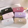Canvas Pencil Case Large Capacity For Student Organizers With Sparkling Diamond Pattern Design