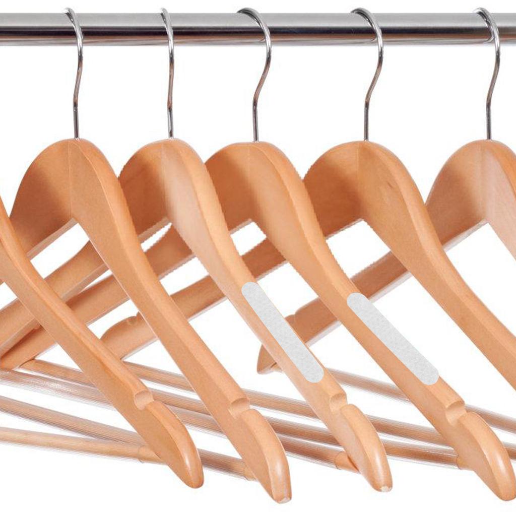 100Pcs Adhesive Silicone Hanger Strips Non-Slipping Hanger Grips for Plastic Wood Hangers Closet Accessories Clothing Organizer