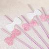 Biodegradable Glitter Bowknot Paper Straws for Cake & Drink Decorations