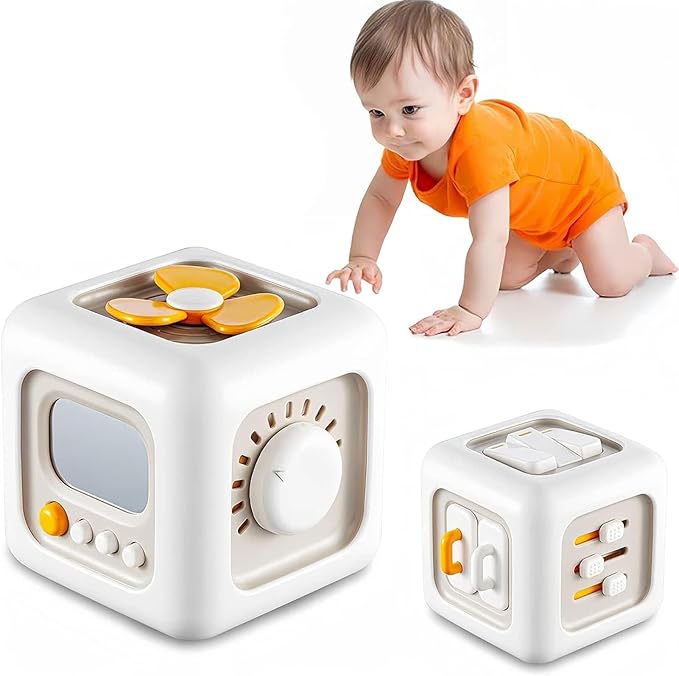SHEFEITE 6-in-1 Interactive Puzzle Toy Plastic Early Childhood Education Learning Memory Training 9.5×9.5cm White