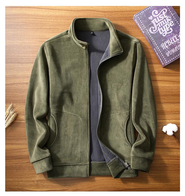 Men's Fleece Jacket: Autumn/Winter Warm Casual Stand-Up Collar Coat for Middle-Aged and Young
