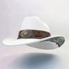 Creative One-word Top Curled Denim Top Hat Metal Bow Embroidery Pattern Stage Performance Party Hat