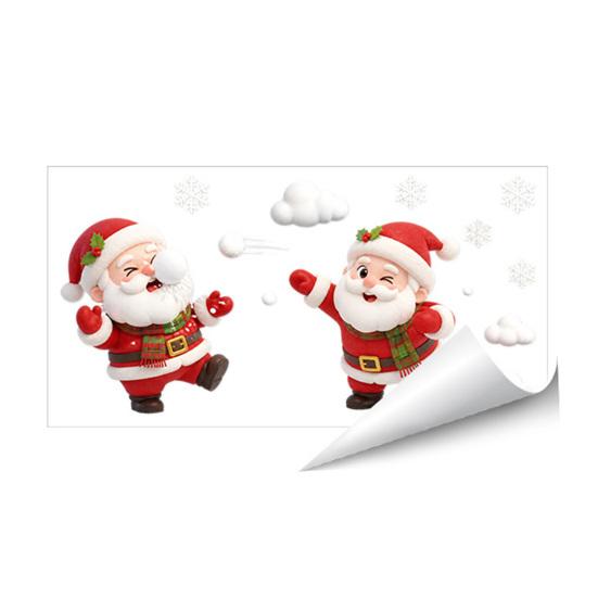 Storefront Glass Stickers Christmas Snowman/Santa Claus/Reindeer Window Clings, Reusable Static Stickers, Santa Claus Snowman Wall Decor PVC Removable