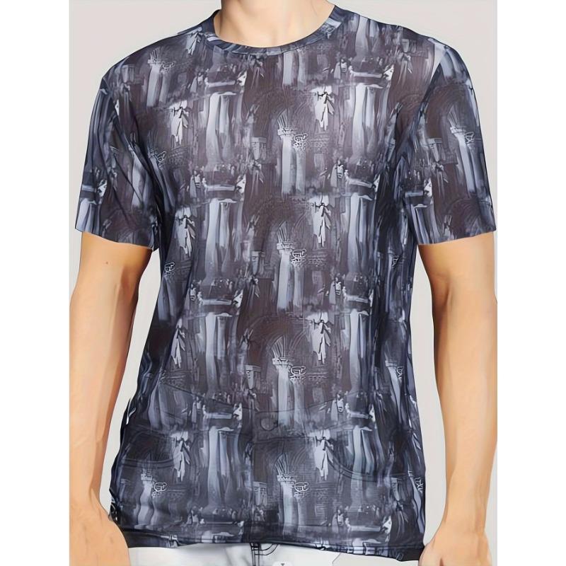T-shirt a maniche corte casual estiva da uomo giovane alla moda sportiva stampata larga europea-americana