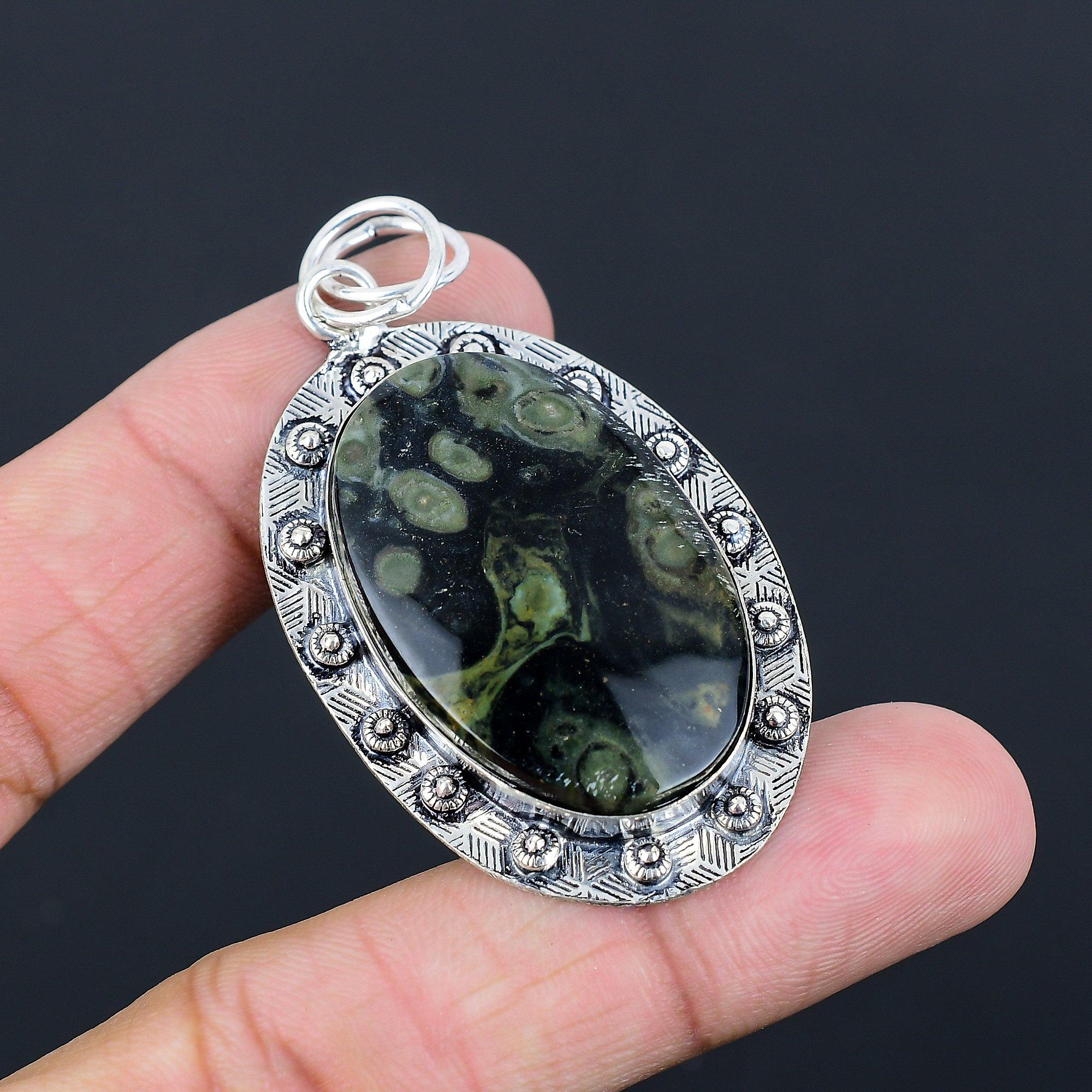 925 Silver Oval Kambaba Jasper Gemstone Daughter Engagement Anniversary Pendant