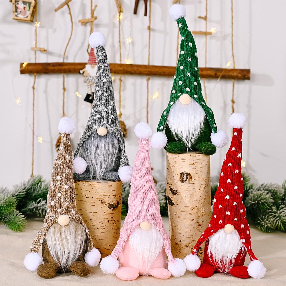 Christmas Faceless Rudolf Doll with Knitted Hat Ornament