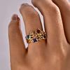 Vintage Geometric Colorful Zircon Rings For Women Luxury Gold Color Copper Knuckle Ring Female Wedding Party Charm Jewelry Gift