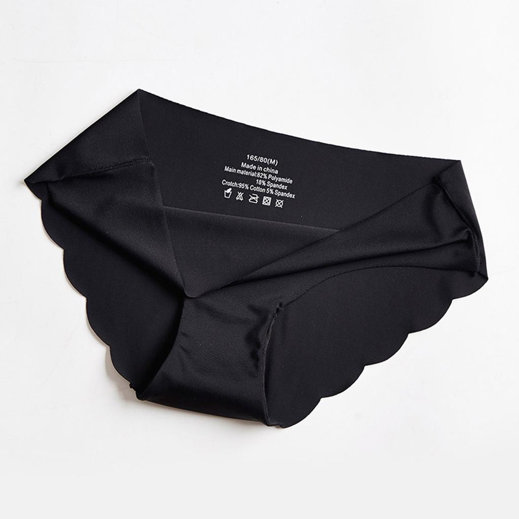 Ladies Sexy Solid Color  Ice Silk Seamless Wave Low-rise Panties