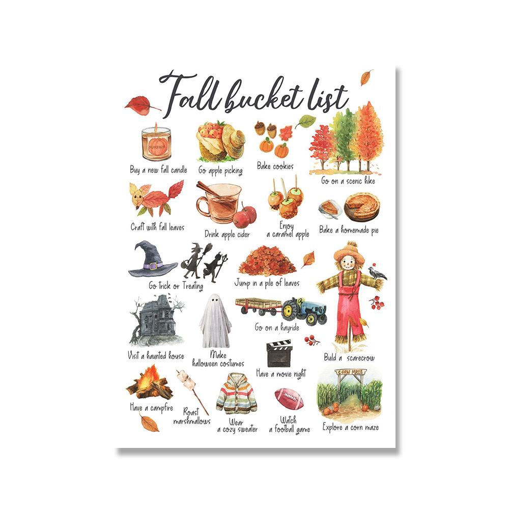 

Хэллоуин Осень Холст Картина День благодарения Осенние Плакаты и Принты Акварель Стена Тыква Искусство Картины для Декора Гостиной 21x30cm No Framed