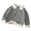 Kids' Striped Long-Sleeve Polo Shirt - 2023 Fall Collection with Turn-Down Collar for Boys & Girls