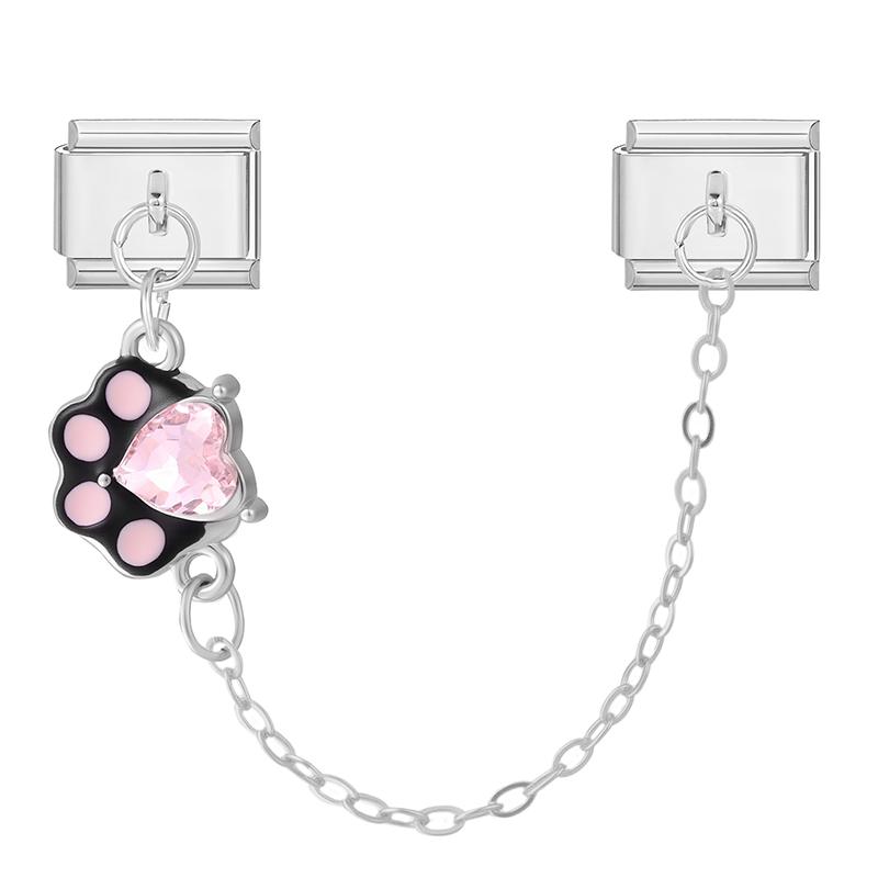 Zircon Bow Knot Moon Butterfly Star Cat Paw Tassel Chain Italian Charm Links Fit 9mm Stainless Steel Bracelet Women DIY Making