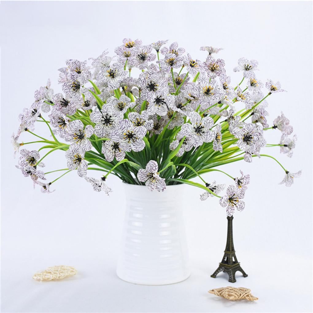 2X Plastic Garden Artificial Flowers Violet Plants Romantic Flower Bouquet Window Kitchen Table Office Pot