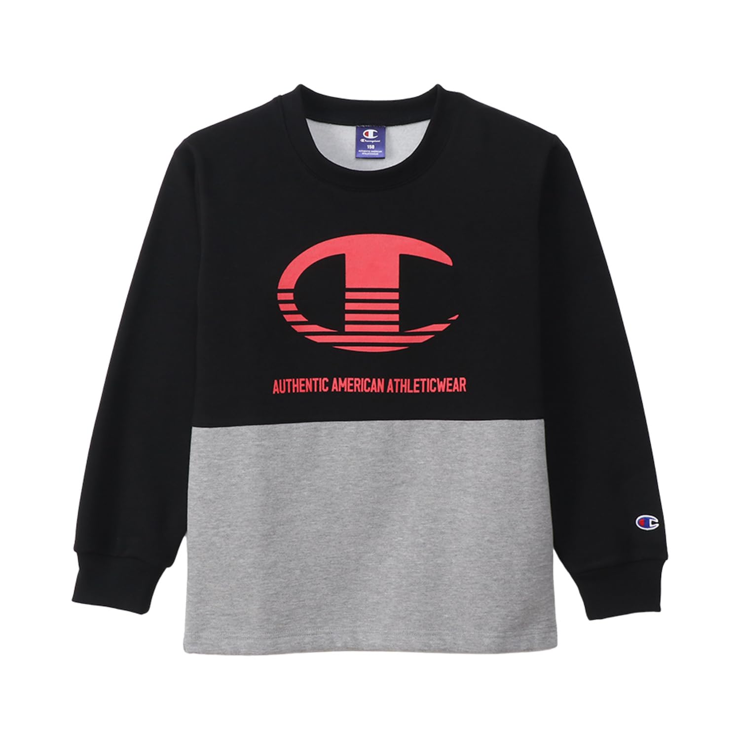 

Champion Long Sleeve Rubber Print Crew Neck Oxford Gray Kids Fleece-Lined Sweatshirt, Schoolboys, CK-AS017,