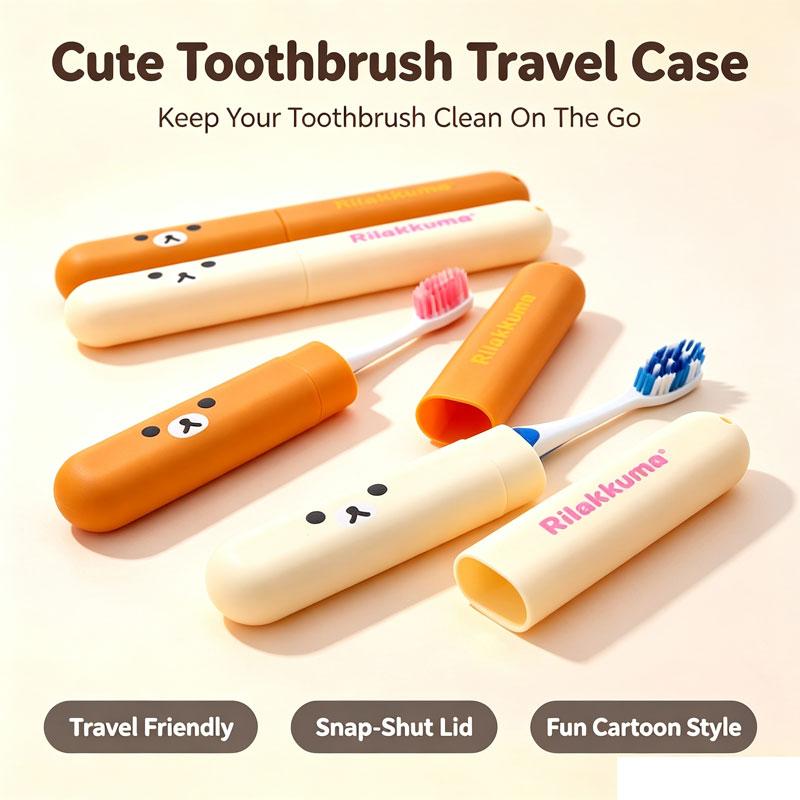 Travel Portable Toothbrush Box Toothbrush Storage Box Cute Cartoon Easy Bear Toothbrush Cover Toilet Toothbridge Box