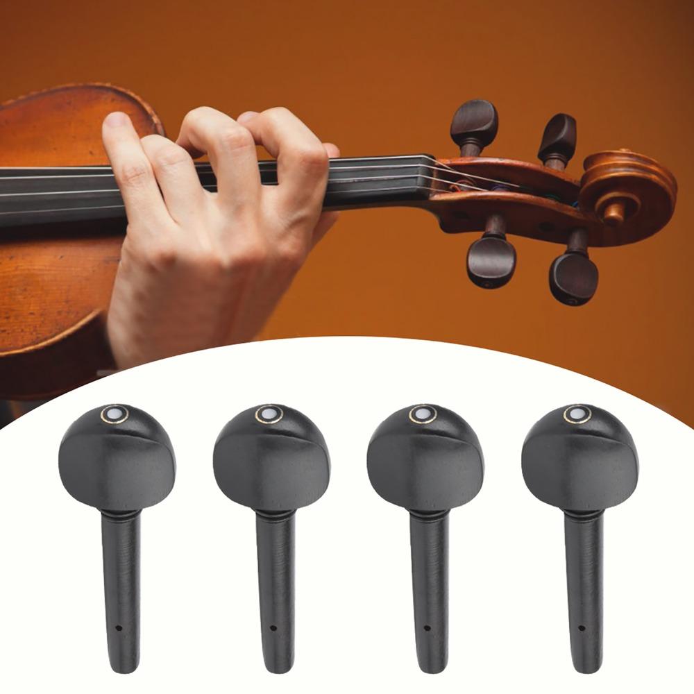 4PCS Black Color Violin Tuning Pegs Ebony Material Violin Replacement Pegs For 1/2 1/4 1/8 Violin