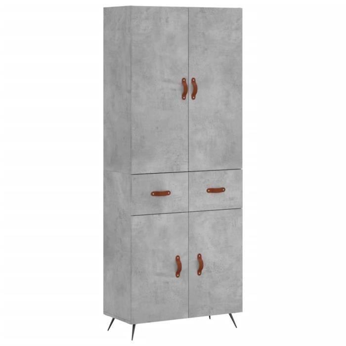 VidaXL Buffet haut Gris béton 69,5x34x180 cm Bois d'ingénierie 3198125