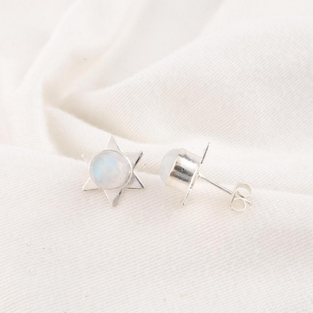 Rainbow Moonstone Earrings Gemstone Jewelry, 925 Solid Sterling Silver Earrings, Gift For Women Handmade Earrings