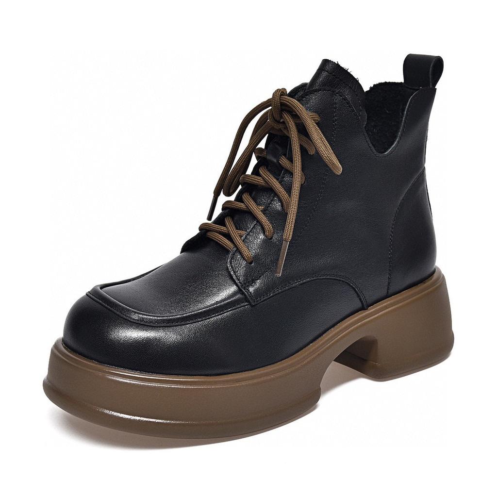Thick-soled Martin boots women's autumn and winter new retro waterproof platform thick-heeled leather boots top-layer cowhide short boots