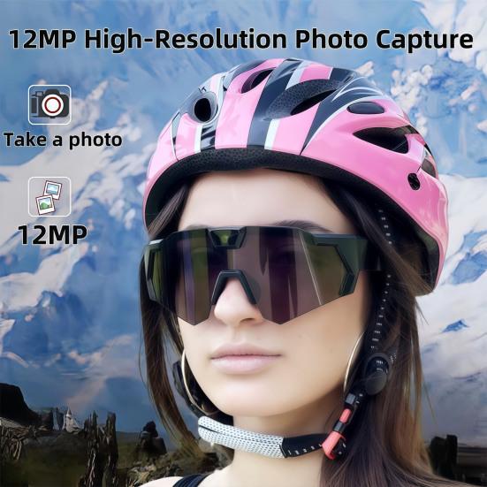 POV Glasses with Memory Card 4K Smart Baseball Sunglasses with Camera Photos Audios Videos Recording Lightweight Men Women Camera Wearable Eyewear