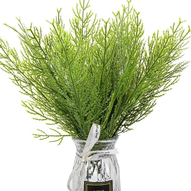 1/60pcs Artificial Pine Branches Fake Plant Leaves Green Pine Tree Branches Christmas Tree Ornaments New Year Party Decoration