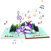 3D-Pop-Up-Weihnachtsgrußkarte. Saisonale 3D-Weihnachtsgrußkarte aus Papier mit beruhigender Musik und strahlenden Lichtern.