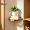 Space Saving Floating Plant Stand Wall Shelf with LED Light, Modern Gold Metal Display Rack Illuminated Decor for Home Plants Book, Mounted