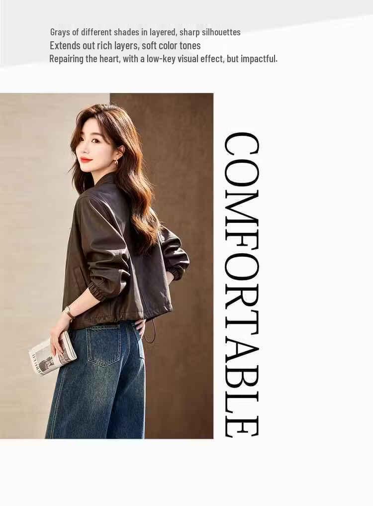 D.F.DEAR Relaxed Drop-Shoulder Stand Collar Casual Women's Jacket