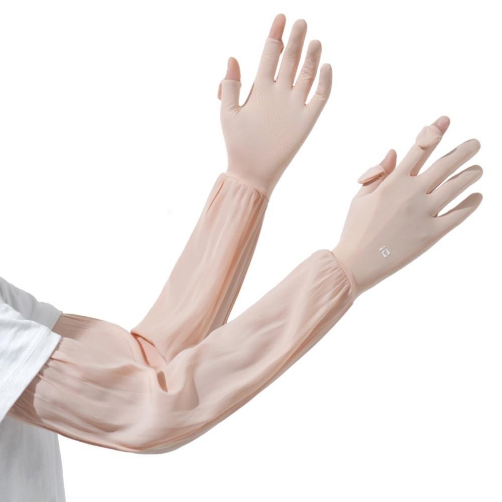 

Sun Protection Arm Sleeves Cover Cooling Fishing Cycling Sleeves Summer Ice Silk Sleeves Outdoor Full Finger Pink