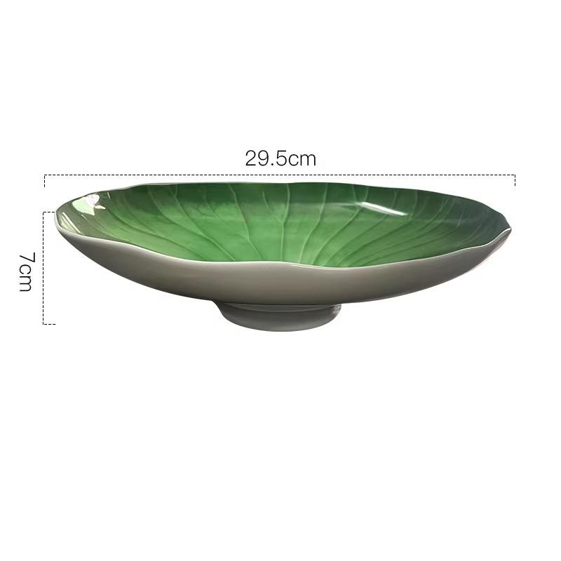 BEPAN 1PC Unique Green Lotus Leaf Plate Hotel Tableware Exquisite Ceramic Plates Creative Chinese Food Ceramic Dinnerware