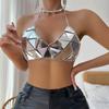 2023 Summer Disco Fashion: Women's Acrylic Sequin Triangle Patchwork Hollow Top