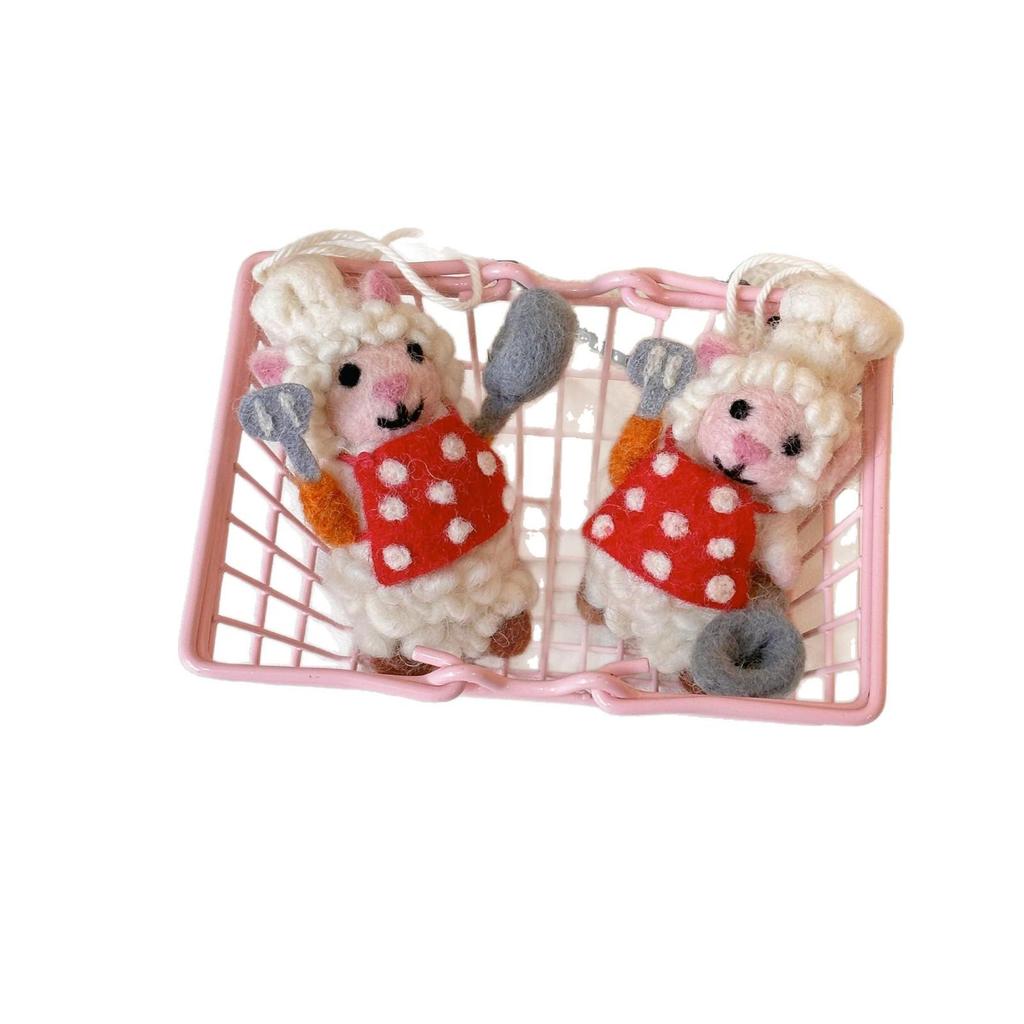 Cute Baa Baa Wool Felt Pendant Keychain - Trendy Women's Backpack Ornament