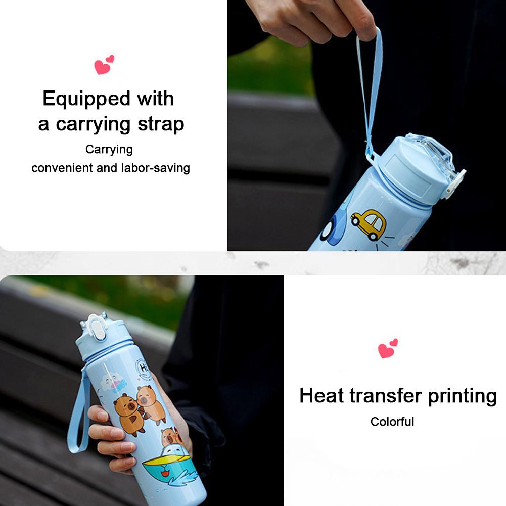 700ml Capybara Cute Water Cup with Straw & Handle Sports Water Bottle Large Capacity Travel Water Cup for Boys Girls Daily Use