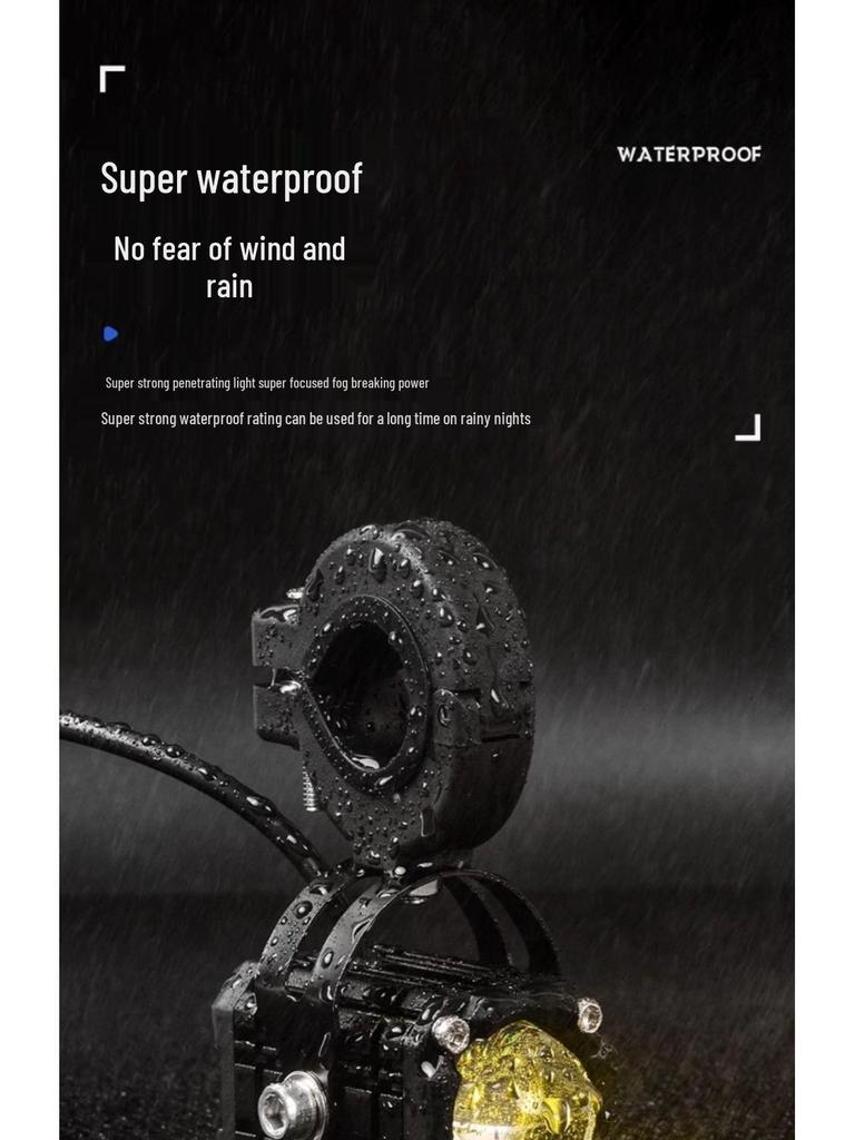 High-Intensity LED Motorcycle Spotlight with Four-Color Devil Eye and Strobe for Electric Vehicles - Adjustable High/Low Beam