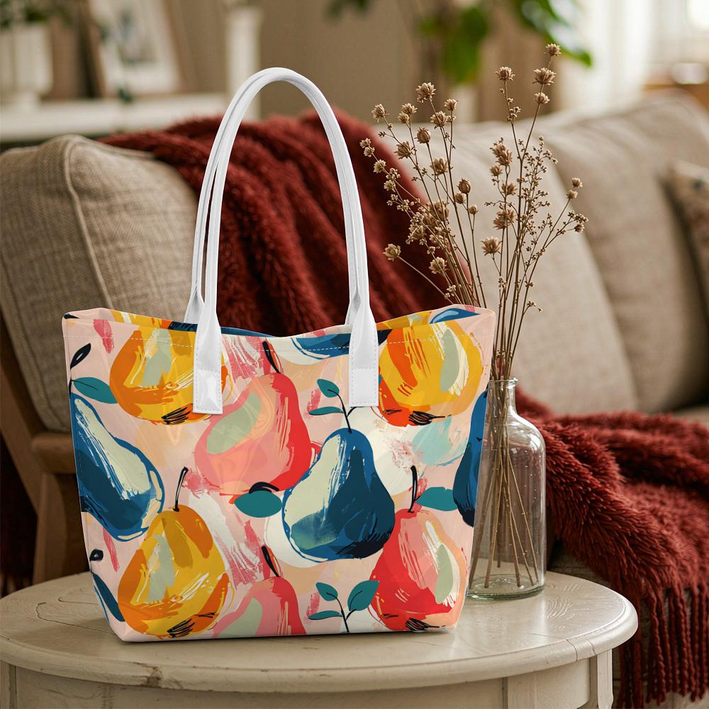 Stylish Fruit Pattern Tote Bag Casual Daily Shoulder Bag for Shopping Travel Commute