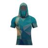 Men's Summer Camouflage Gradient Drying Short-sleeved T-shirt, Sun Clothing, Fishing, Fitness, Sports, Hooded Short-sleeved Shirt