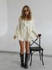 Spring Autumn French Sweet Loose Ruffles Lace Collar Two Piece Set Women's Outfit