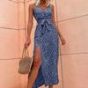 Women Summer Floral Print Dress Square Collar Short Sleeve Slim High Wasit Off The Shoulder Black Blue Red Yellow S-XL