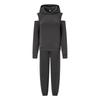 2026 Women's European & American Fashion Solid Color Two-Piece Set: Hooded Cropped Sweatshirt & Joggers