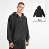 Cardigan European cu Glugă 350g Bumbac, Aspect Uzat, cu Fermoar - Jachetă Trendy Unisex