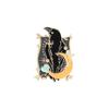 Crescent Ribbon Flower Brooch: Trendy Black Feather Crow Fashion Accessory