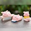 Resin Pink Pig Landscape Ornaments Pink Pig Cartoon PigCar Decoration  Ornaments Gift
