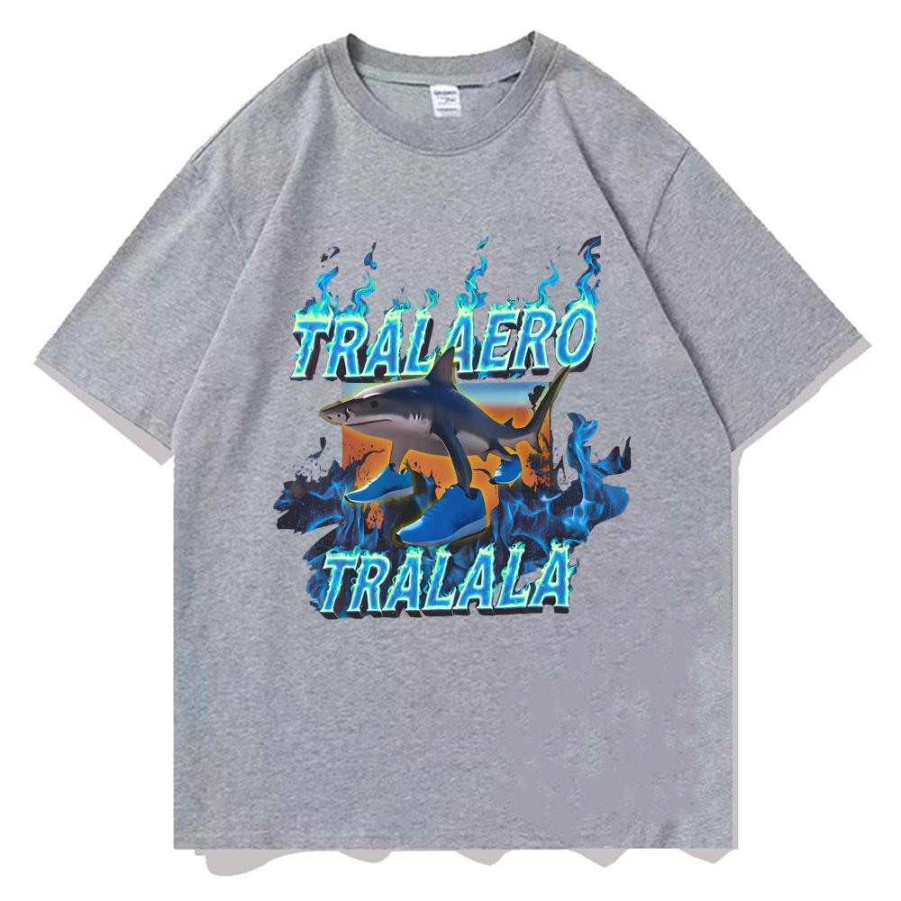 Fashion Tralalero Tralala Funny Shark with Shoes Meme T Shirts Men Casual Humor Tshirt Man Gothic Vintage Short Sleeve Tshirt